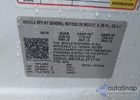 2018 GMC Terrain Sle from USA, damaged, VIN 3GKALMEV9JL371710